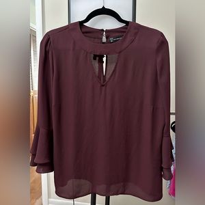 New York & Company Women’s Quarter Sleeve Blouse Small color Burgundy